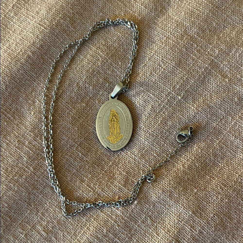 Virgen de Guadalupe Elegant Silver Pendant Necklace